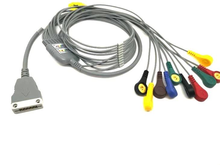 Beneware kompatibel EKG-holderkabel 10 leder snap