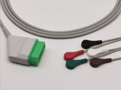 Nihon Kohden EKG-adapterkabel i ett stykke 5 leder snaps