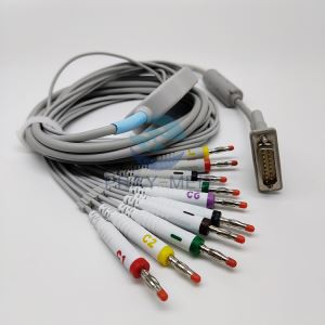 Cardiovex T600 AHA / ICE 15-pins 10 Lead EKG-kabel
